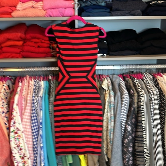 Cache navy and red striped bodycon dress size XS - Picture 3 of 3